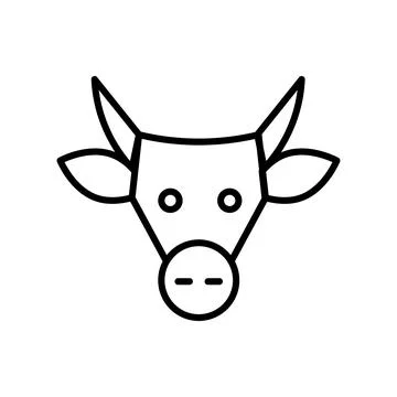Vector black line icon cow head isolated on white background イラスト素材