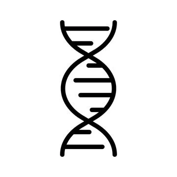 Vector black line icon dna structure isolated on white background Stock Illustration