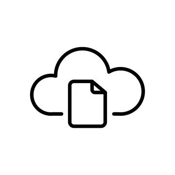 Vector black line icon file in cloud isolated on white background イラスト素材