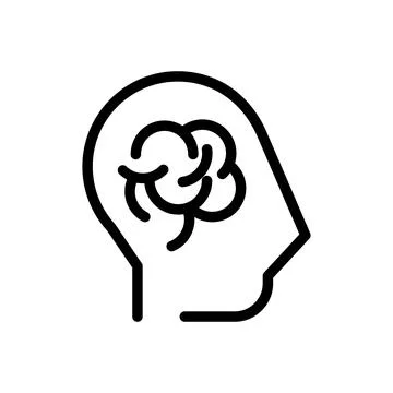 Vector black line icon human brain isolated on white background Stock Illustration