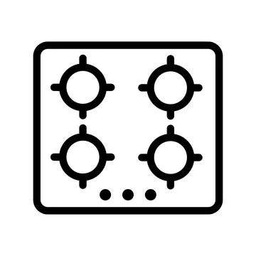 Vector black line icon kitchen stove isolated on white background Stock Illustration