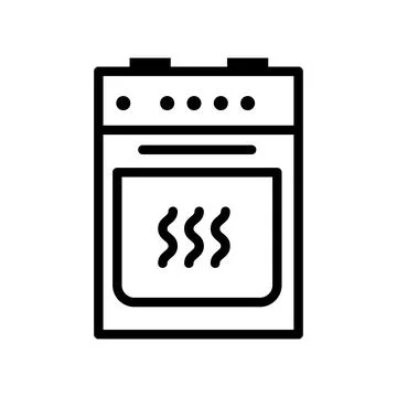 Vector black line icon kitchen stove isolated on white background Stock Illustration