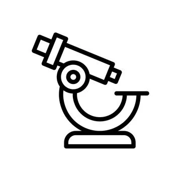 Vector black line icon laboratory microscope isolated on white background Иллюстрация