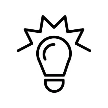 Vector black line icon light bulb on isolated on white background Stock Illustration