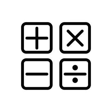Vector black line icon mathematical signs isolated on white background Stock Illustration