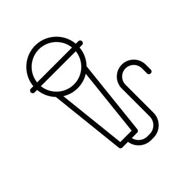 Vector black line icon music microphone isolated on white background Stock Illustration