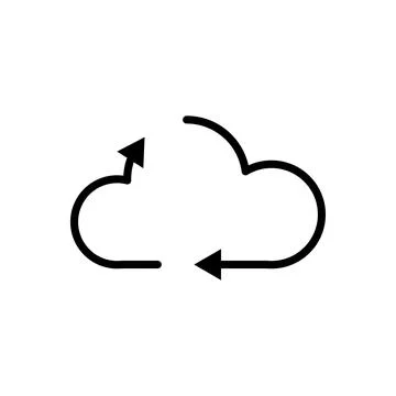 Vector black line icon network cloud isolated on white background Illustrazione stock