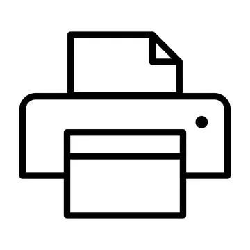 Vector black line icon office printer isolated on white background Stock Illustration