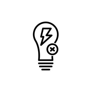 Vector black line icon for power outage Stock Illustration