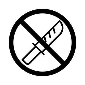 Vector black line icon prohibited to carry weapons isolated on white backgrou Stock Illustration