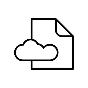 Vector black line icon remote file in the cloud isolated on white background Ilustração Stock