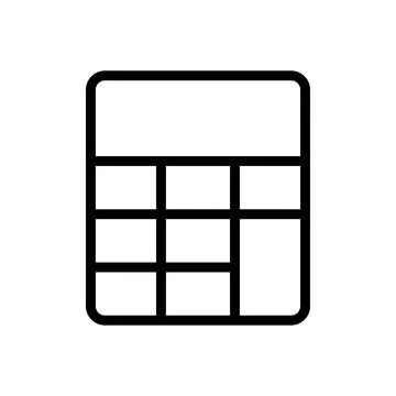 Vector black line icon school calculator isolated on white background Stock Illustration