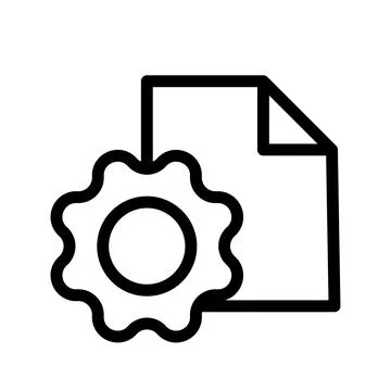 Vector black line icon settings file isolated on white background Stock Illustration