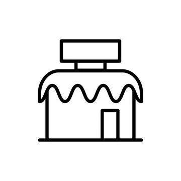 Vector black line icon store building isolated on white background Ilustración de archivo