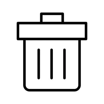 Vector black line icon trash can isolated on white background Stock Illustration