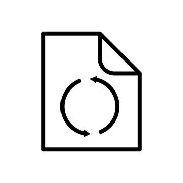 Vector black line icon update file isolated on white background 스톡 일러스트