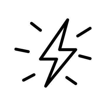 Vector black line icon voltage symbol isolated on white background Stock Illustration