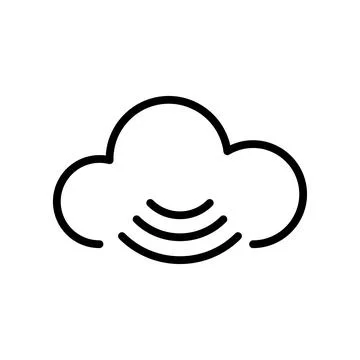 Vector black line icon wireless cloud isolated on white background Illustrazione stock