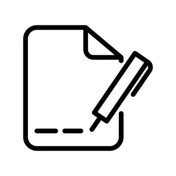 Vector black line icon write in notepad isolated on white background Illustrazione stock