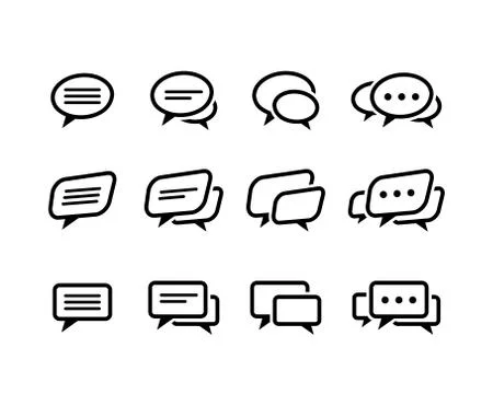 Vector black line speech bubble  icons set Stock Illustration