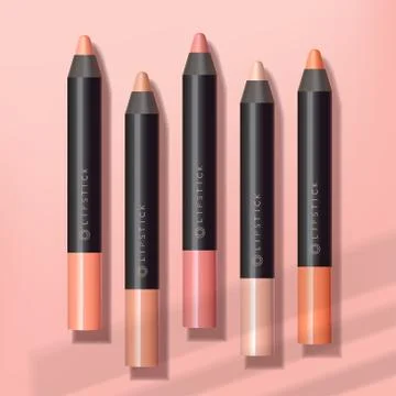 Vector Black Lip Pencil in Pink Background Stock Illustration
