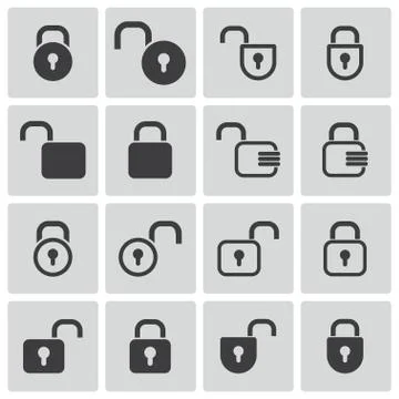 Vector Black  lock  Icons Set Stock Illustration