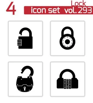 Vector black lock icons set Stock Illustration