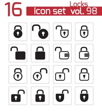 Vector black  lock  icons set Illustrazione stock