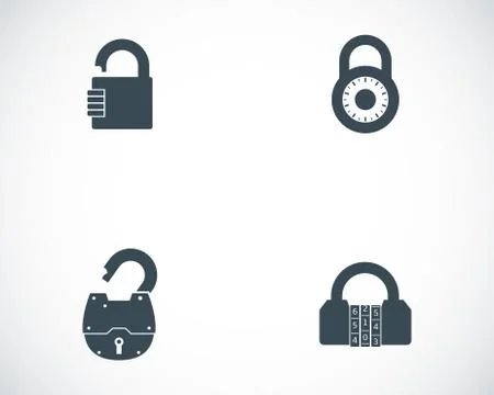 Vector black lock icons set Stock Illustration