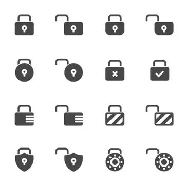 Vector black locks icons set Stock Illustration