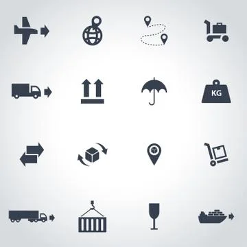 Vector black logistic icon set Stock Illustration