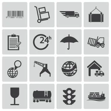 Vector Black  Logistic Icons Set Stock Illustration