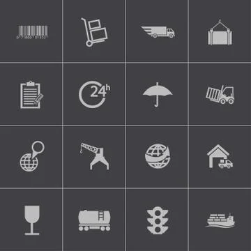 Vector black  logistic icons set Stock Illustration