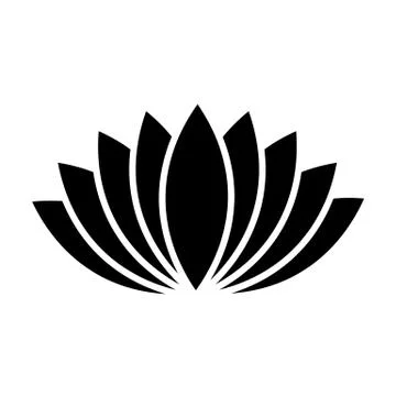 Vector black lotus icon on white background Illustrazione stock