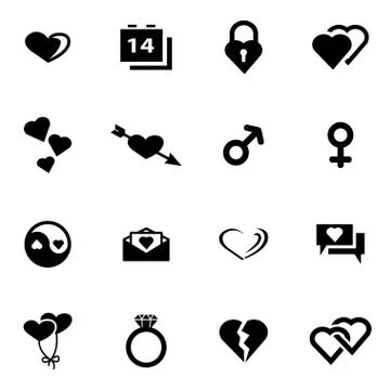 Vector black love icon set Stock Illustration