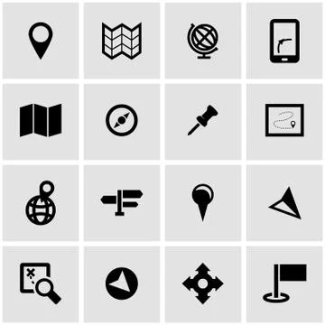 Vector black map icon set イラスト素材
