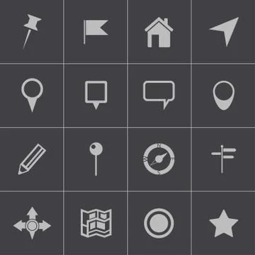 Vector black  map icons set イラスト素材