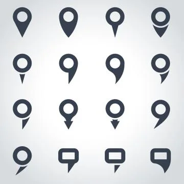 Vector black map pointer icon set Stock Illustration