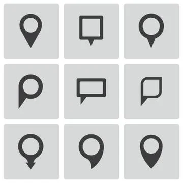 Vector black map pointer icons set Stock Illustration