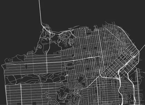 Vector black map of San Francisco Illustrazione stock
