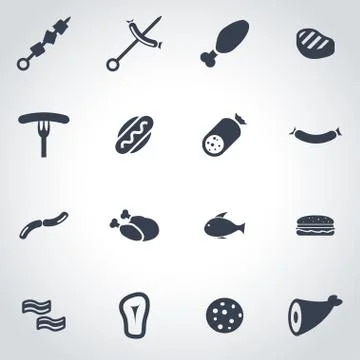 Vector black meat icon set Stock Illustration