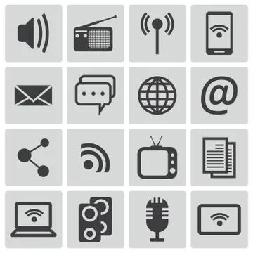 Vector Black  Media Icons Set Stock Illustration