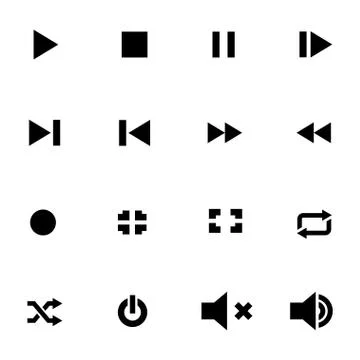 Vector black media player icon set Stock Illustration