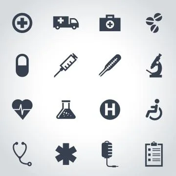 Vector black medical icon set Illustrazione stock