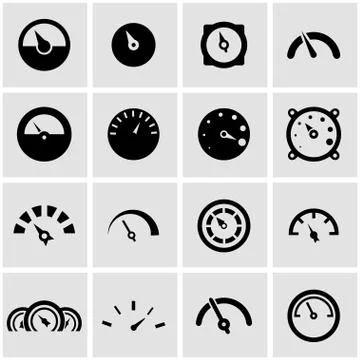 Vector black meter icon set Stock Illustration