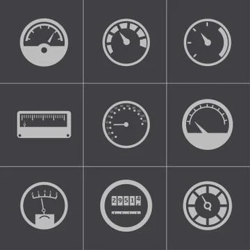 Vector black meter icons set Stock Illustration