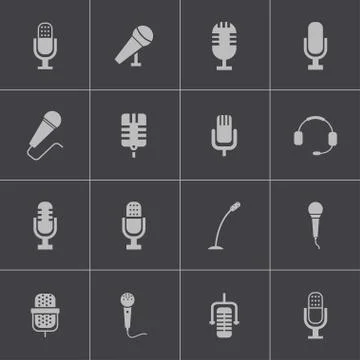 Vector black  microphone  icons set Stock Illustration