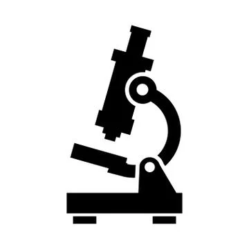 Vector black microscope icon. Illustrazione stock