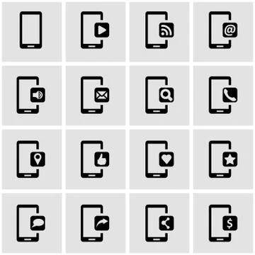 Vector black mobile  icon set Stock Illustration
