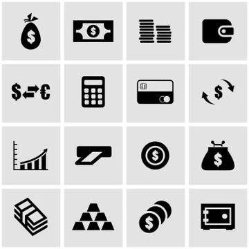 Vector black money icon set Stock Illustration